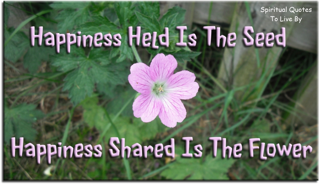 Happiness held is the seed, happiness shared is the flower (unknown) - Spiritual Quotes To Love By